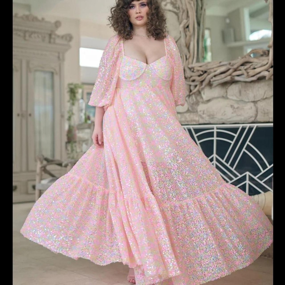 NWT Selkie Pastel Rainbow "The Sequin Princess Ritz Gown" in Size Large